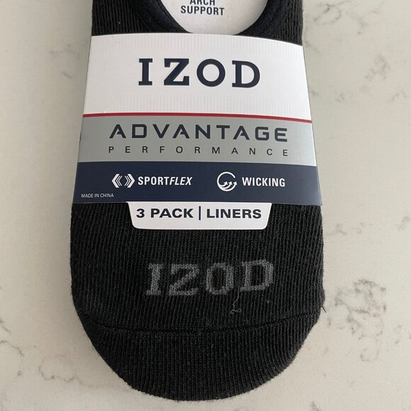 IZOD Advantage Performance 3 Pack No Show Poly Liners/Socks Black Sz 6-12.5 NWT - Picture 7 of 8